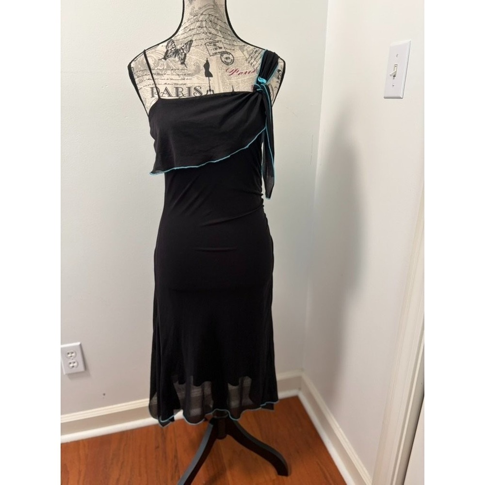 Whimsgoth boho Asymmetrical Midi Dress Black